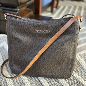 Michael Kors Jet Set Signature Logo Brown Crossbody Bag